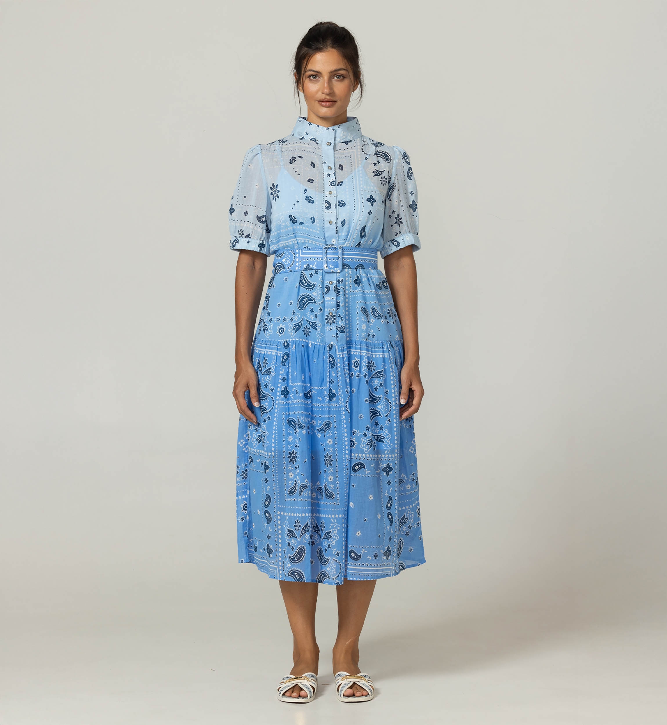 Selena Long Dress - 100% Cotton Voile with Lace - Miss June Paris - 3