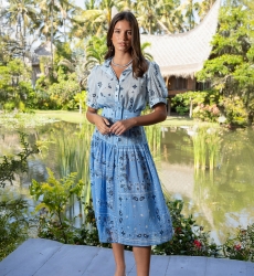 Vestido Largo Selena  - 100% Velo de Algodón con Encaje - Miss June Paris - 2