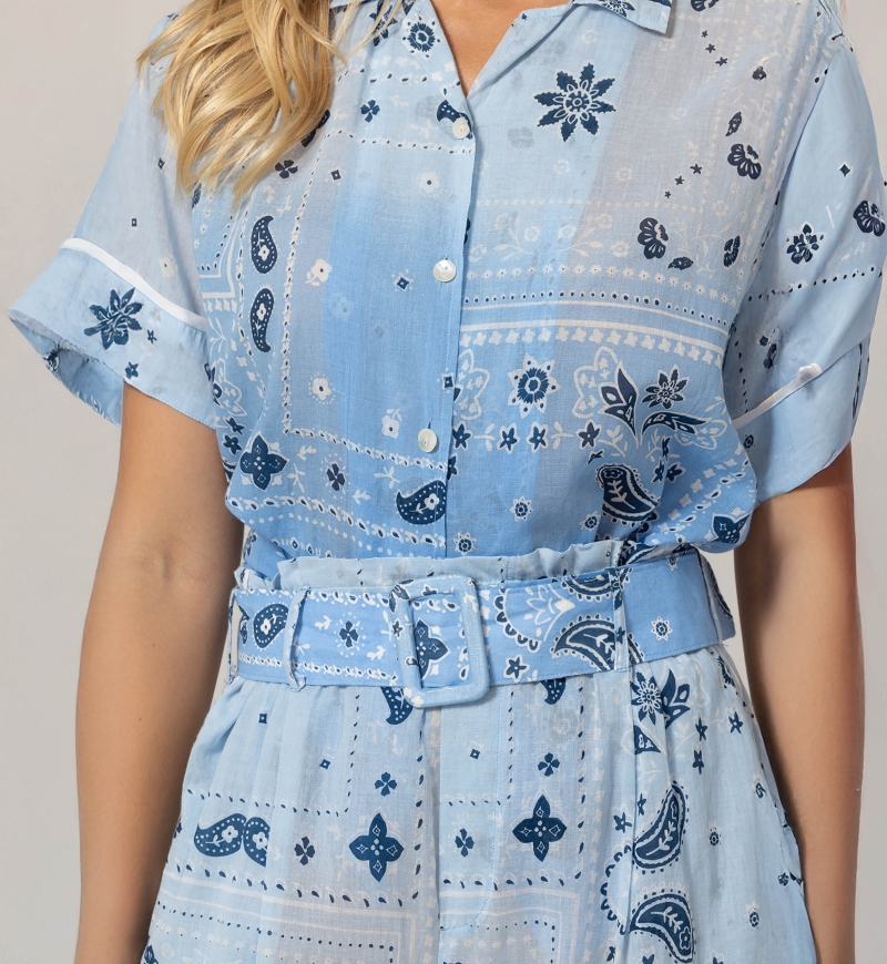 India Shirt - 100% Cotton Voile with Lace - Miss June Paris - 5