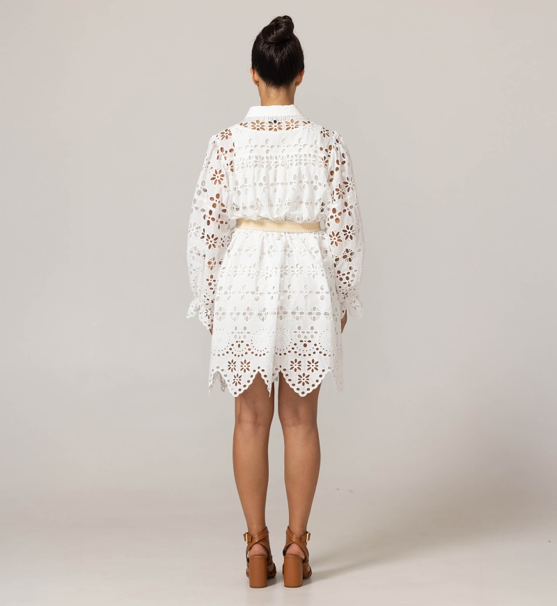 Vestido Corto Sloane - Bordado Inglés - 100% Algodón - Miss June Paris - 4