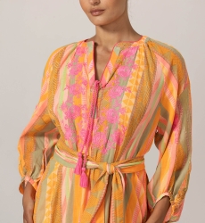 Vestido largo Aiden - adornado con bordados - 100% algodón - cinturón a juego - Miss June Paris - 5