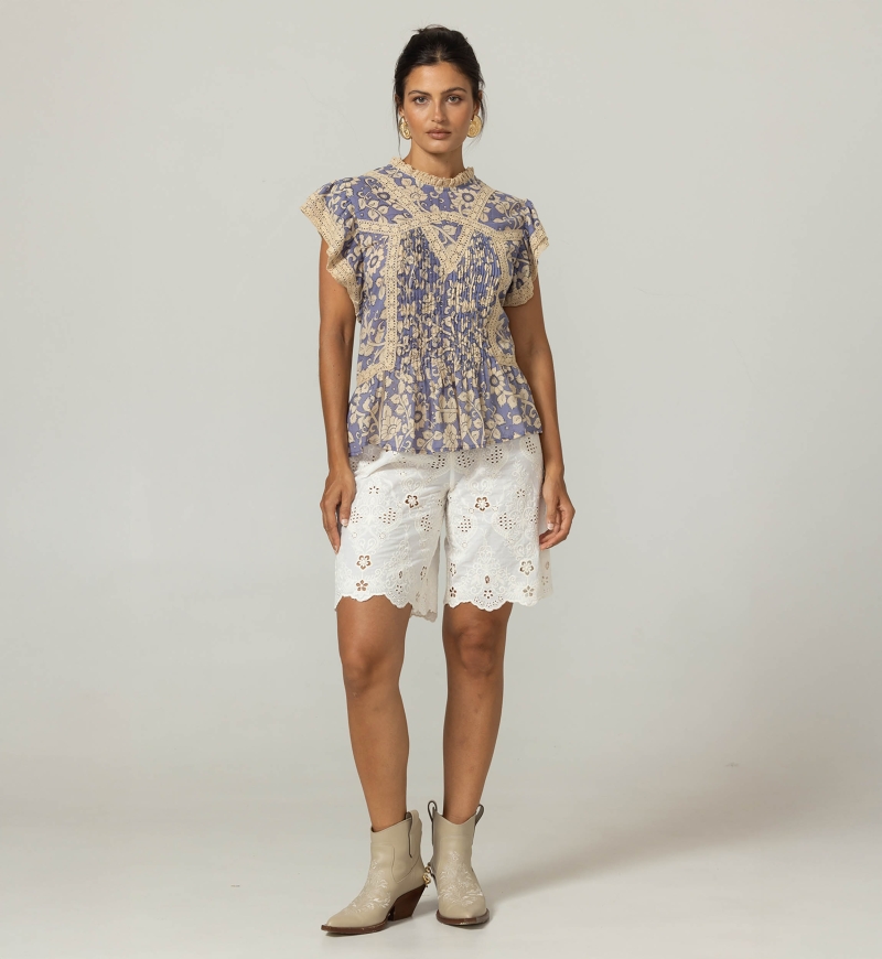 Kira Blouse - Floral Patterns - 100% Cotton Voile - Miss June Paris - 3