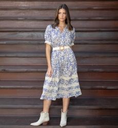 Vestido largo Lana - Estampado floral - 100% voile de algodón - Miss June Paris - 1