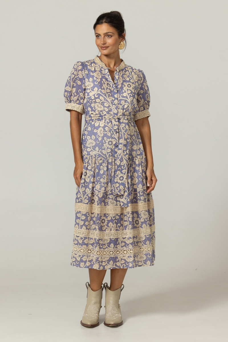 Vestido longo Lana - Padrões florais - 100% voile de algodão - Miss June Paris - 3