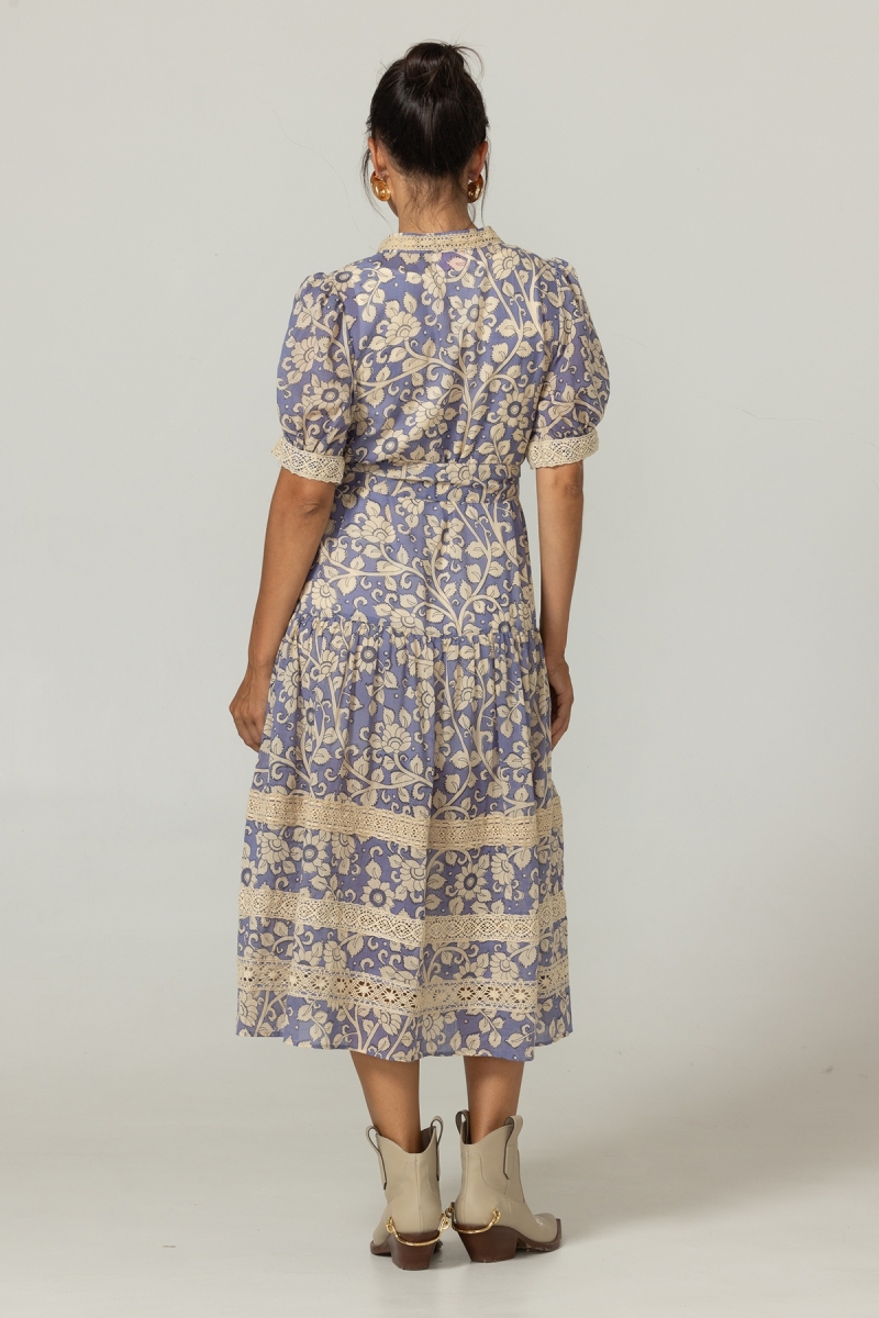 Vestido longo Lana - Padrões florais - 100% voile de algodão - Miss June Paris - 4