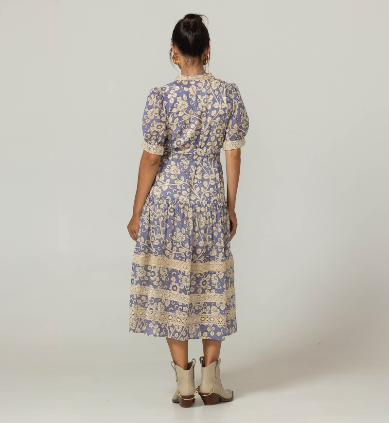 Long Dress Lana - Floral Patterns - 100% Cotton Voile - Miss June Paris - 4