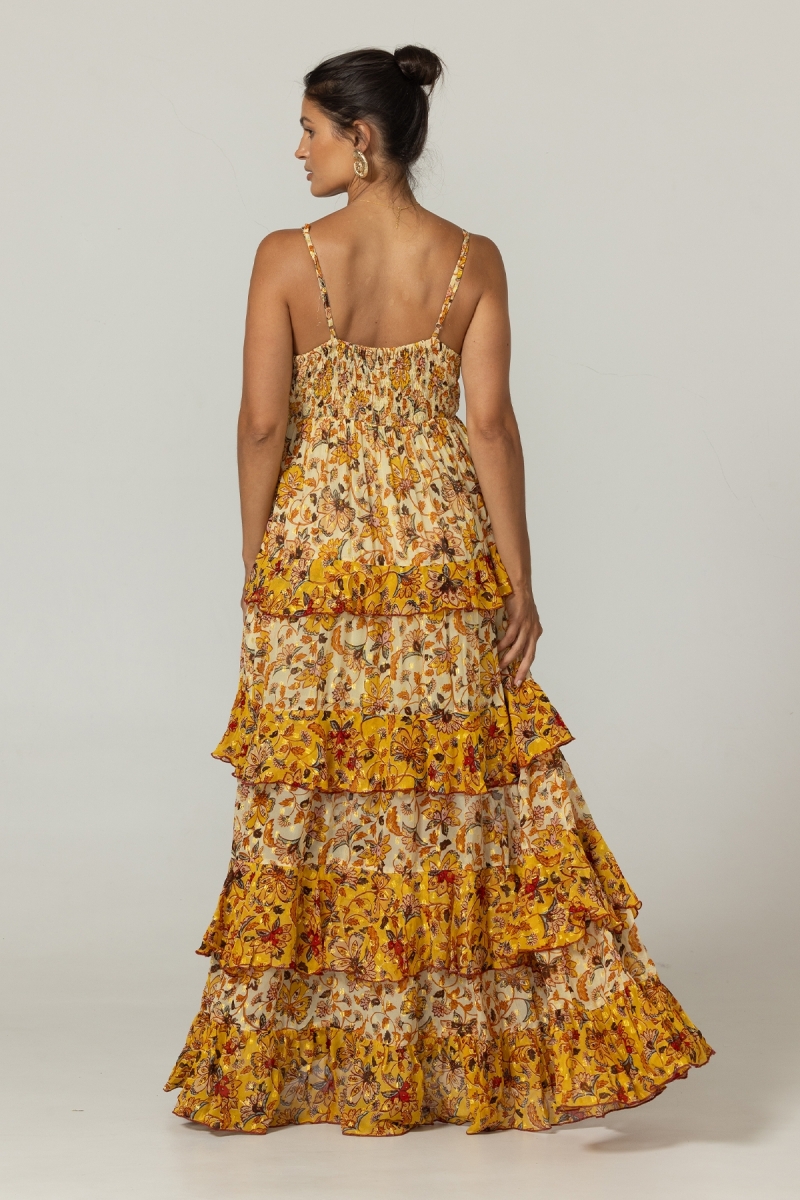 Vestido Largo Pippa - Estampado Floral - Tirantes Ajustables - Miss June Paris - 4