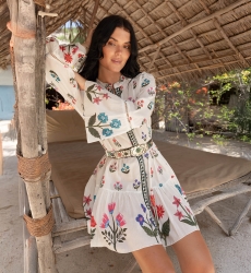 Nell Short Dress - 100% Cotton Voile with Lace - Miss June Paris - 2