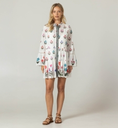 Nell Short Dress - 100% Cotton Voile with Lace - Miss June Paris - 3