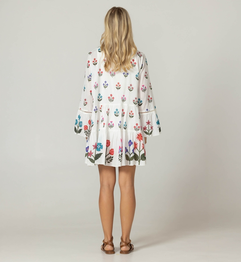 Vestido Curto Nell - 100% Voile de Algodão com Renda - Miss June Paris - 4