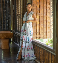 Vestido Longo Miri - 100% Voile de Algodão com Renda - Miss June Paris - 2