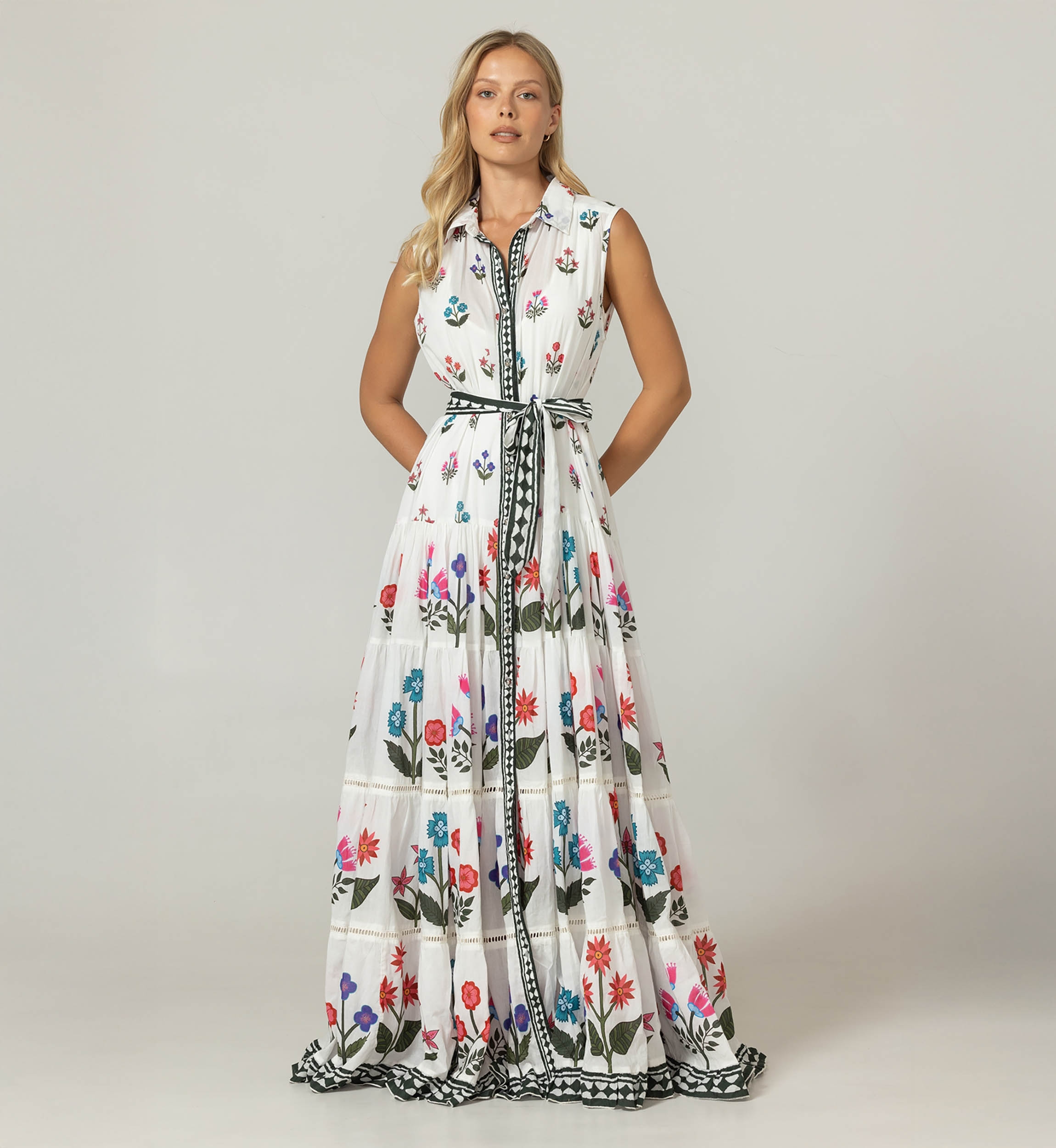 Vestido Largo Miri - 100% Velo de Algodón con Encaje - Miss June Paris - 3