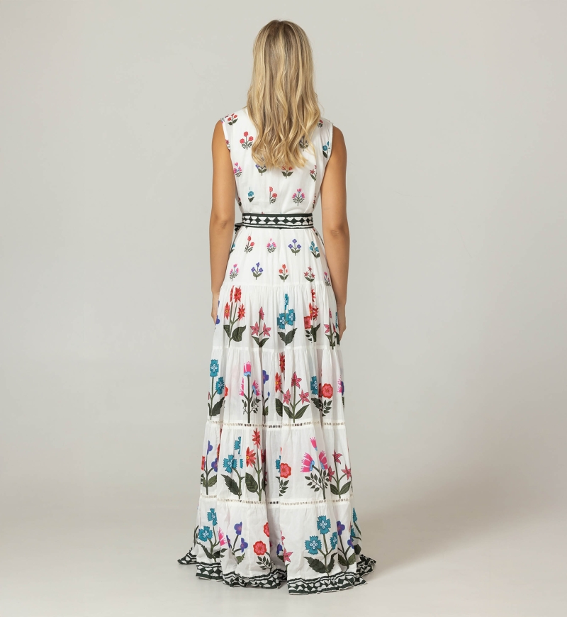 Vestido Longo Miri - 100% Voile de Algodão com Renda - Miss June Paris - 4