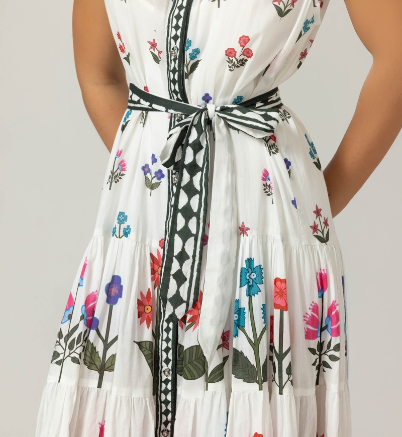 Miri Long Dress - 100% Cotton Voile with Lace - Miss June Paris - 5