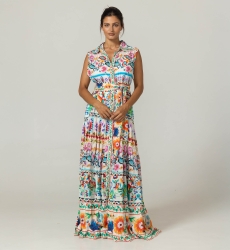 Vestido Largo Neela - - 100% Velo de Algodón con Encaje - Miss June Paris - 3