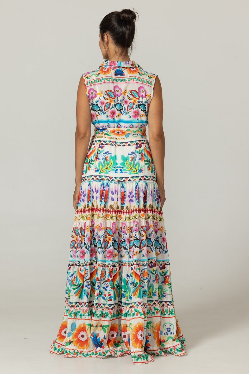 Vestido Longo Neela - 100% Voile de Algodão com Renda - Miss June Paris - 3