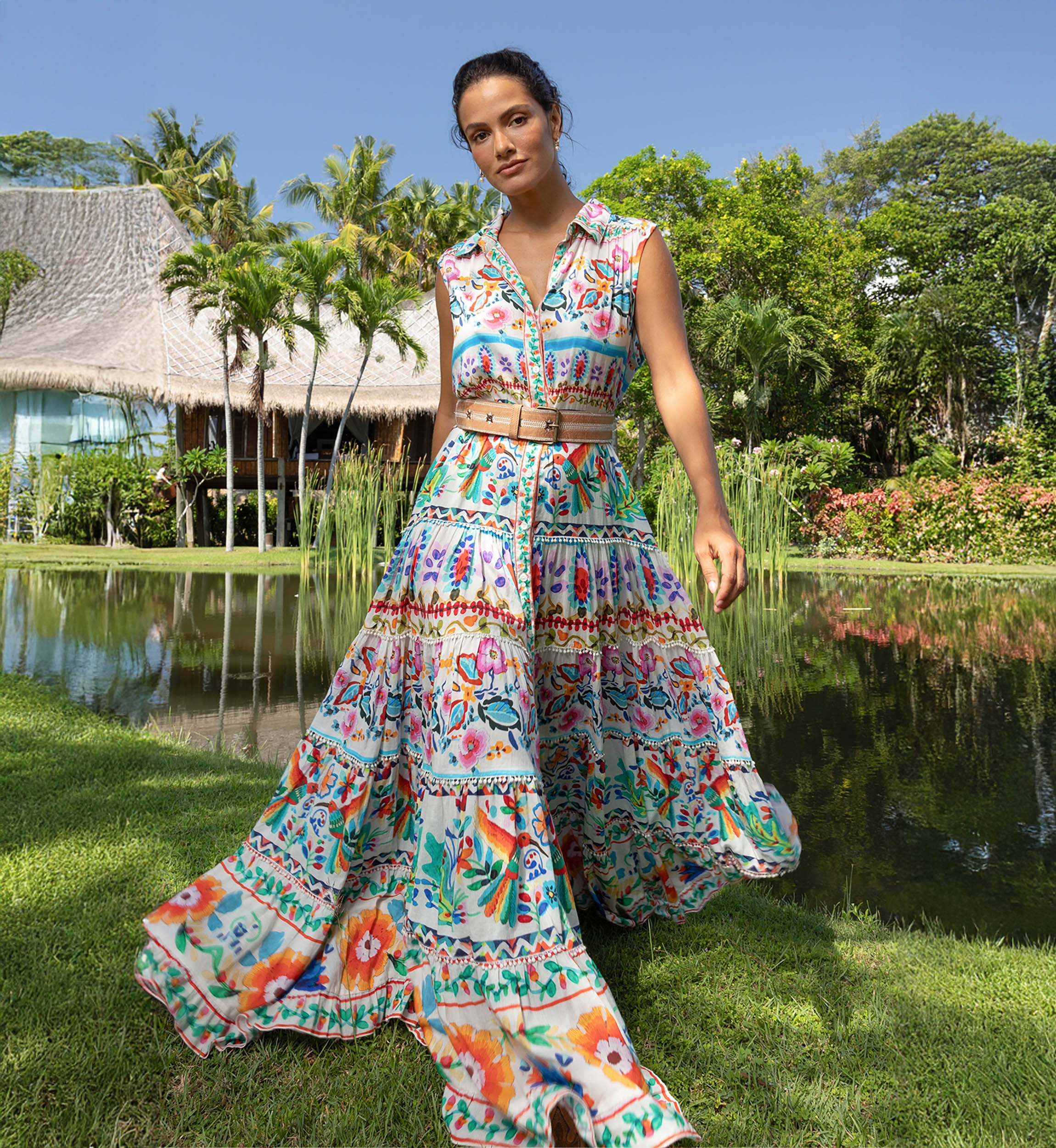 Vestido Longo Neela - 100% Voile de Algodão com Renda - Miss June Paris - 1