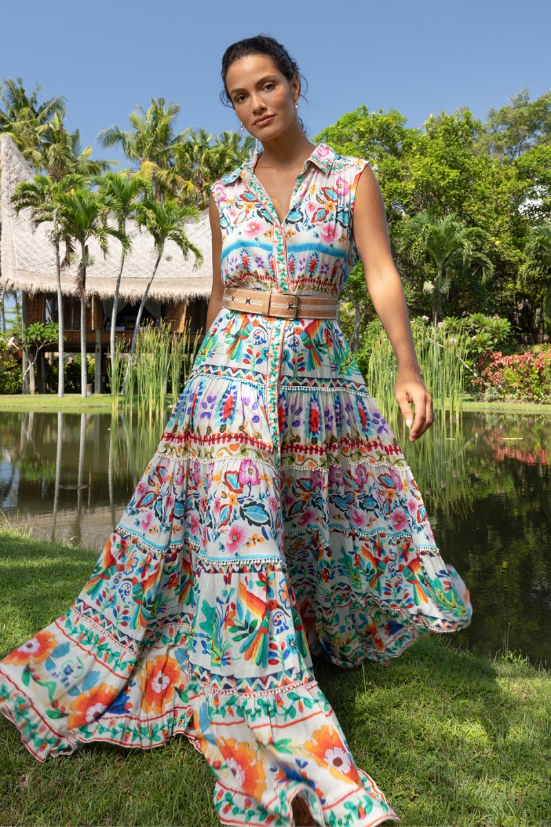 Vestido Largo Neela - - 100% Velo de Algodón con Encaje - Miss June Paris - 1