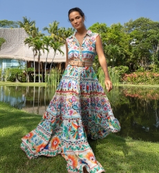 Vestido Longo Neela - 100% Voile de Algodão com Renda - Miss June Paris - 1