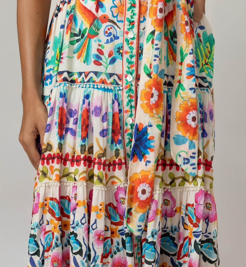 Vestido Longo Neela - 100% Voile de Algodão com Renda - Miss June Paris - 4