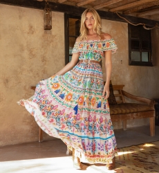 Yalla Long Dress - 100% Cotton Voile with Lace - Miss June Paris - 1