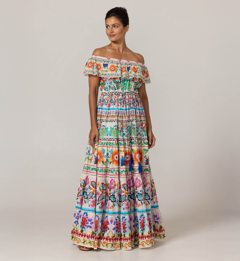 Vestido Longo Yalla - 100% Voile de Algodão com Renda - Miss June Paris - 3