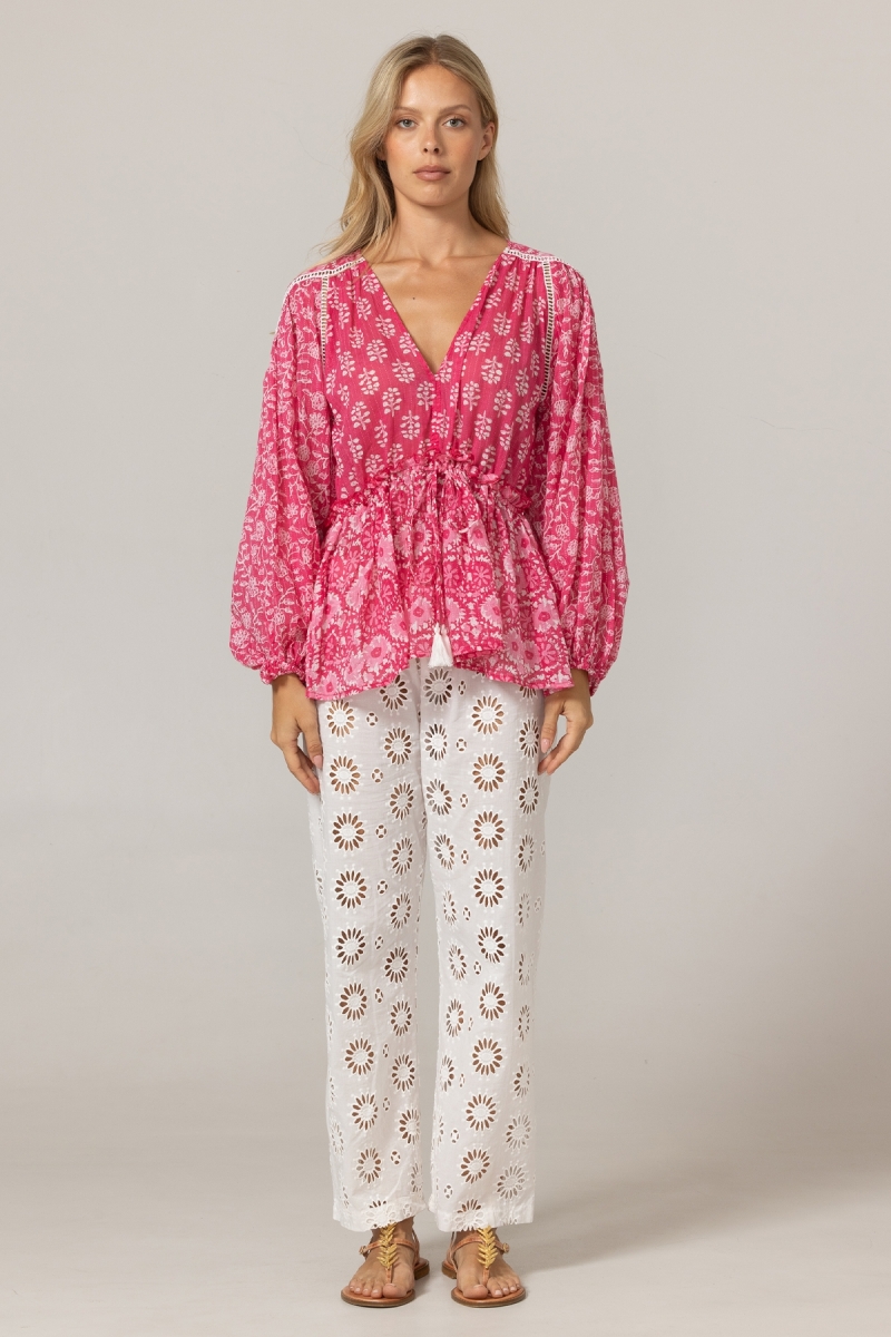 Blusa Bonia - 100% Voile de Algodão com Renda - Miss June Paris - 3