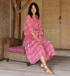 Vestido Largo Felicity - 100% Velo de Algodón con Encaje - Miss June Paris - 1