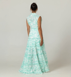 Vestido Longo Gabie - 100% Voile de Algodão com Renda - Miss June Paris - 4