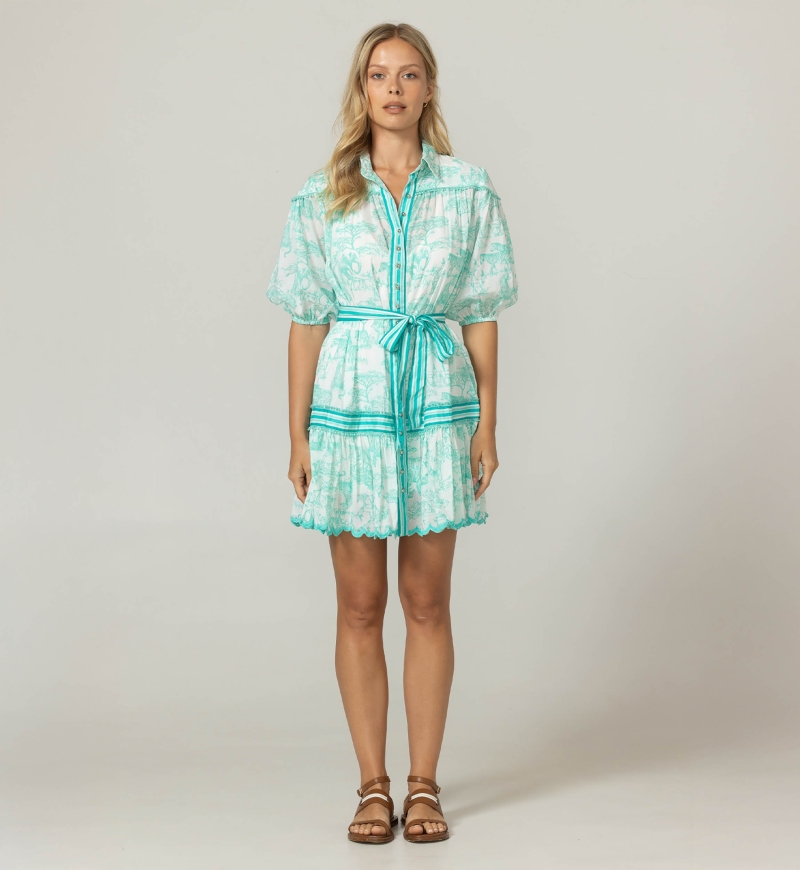 Elma Short Dress - 100% Cotton Voile with Lace - Miss June Paris - 3