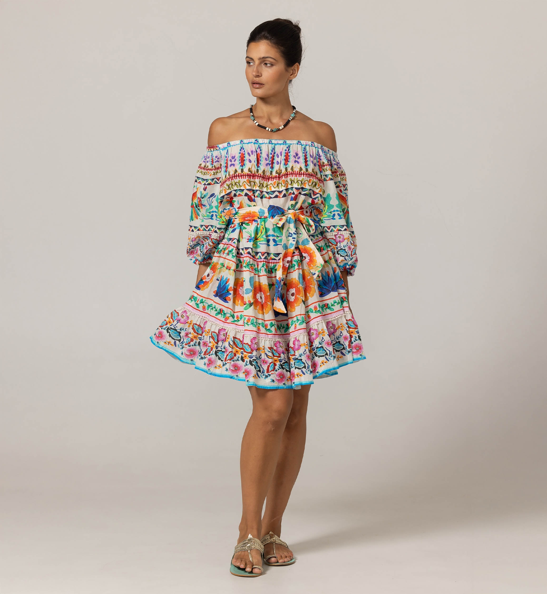 Dalia Short Dress - 100% Cotton Voile with Lace - Miss June Paris - 3