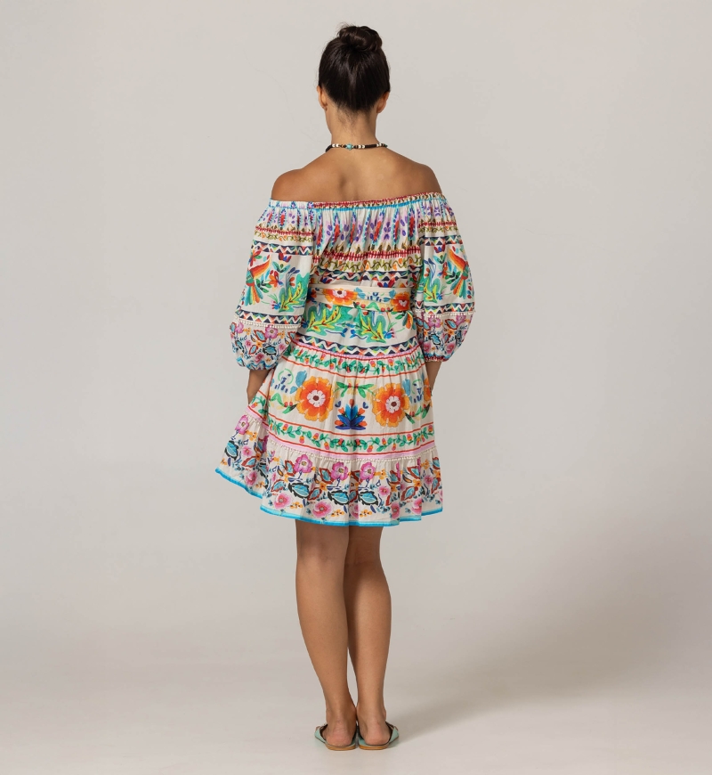 Dalia Short Dress - 100% Cotton Voile with Lace - Miss June Paris - 4