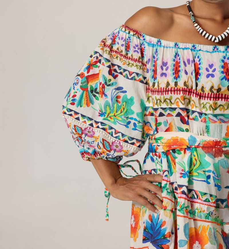 Vestido Corto Dalia - 100% Velo de Algodón con Encaje - Miss June Paris - 5