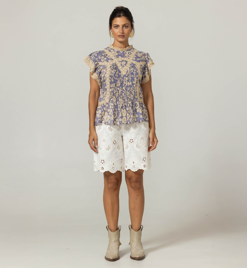 Sophie Bermuda - English Embroidery - 100% Cotton - Miss June Paris - 3