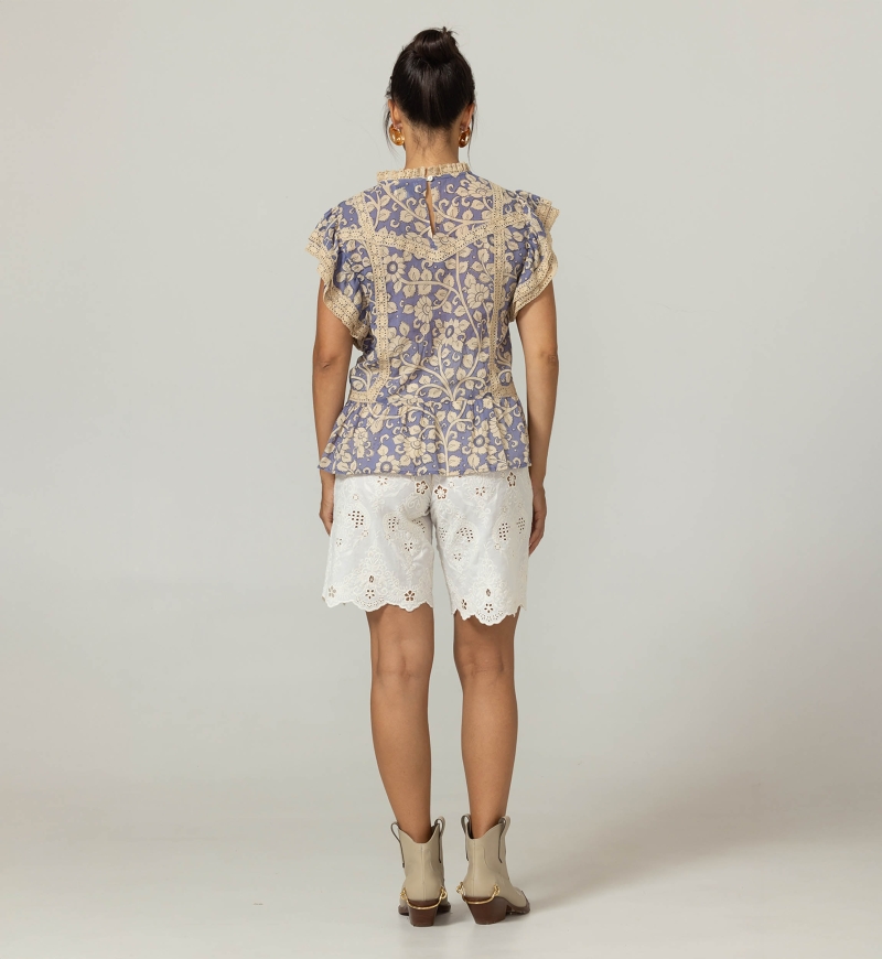 Sophie Bermuda - English Embroidery - 100% Cotton - Miss June Paris - 4