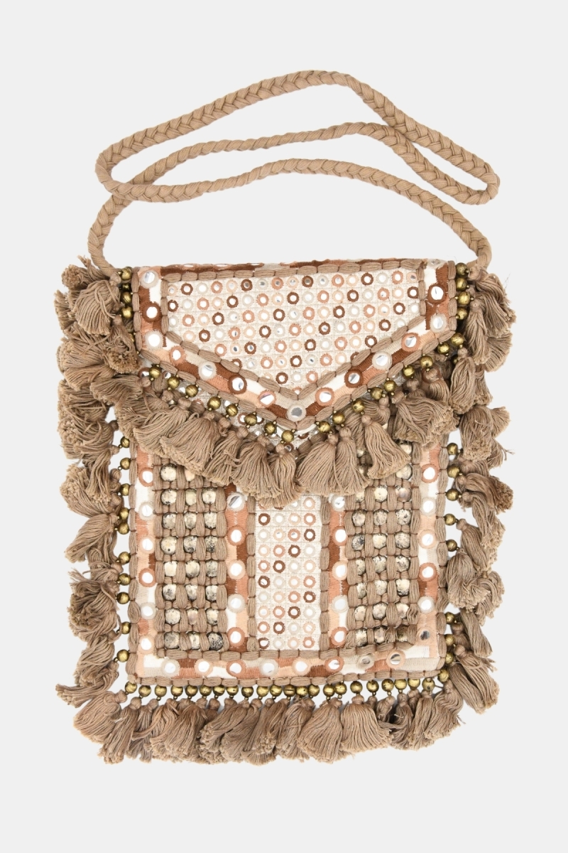 Bolso TASSELS - beige - negro - Miss June Paris - 1