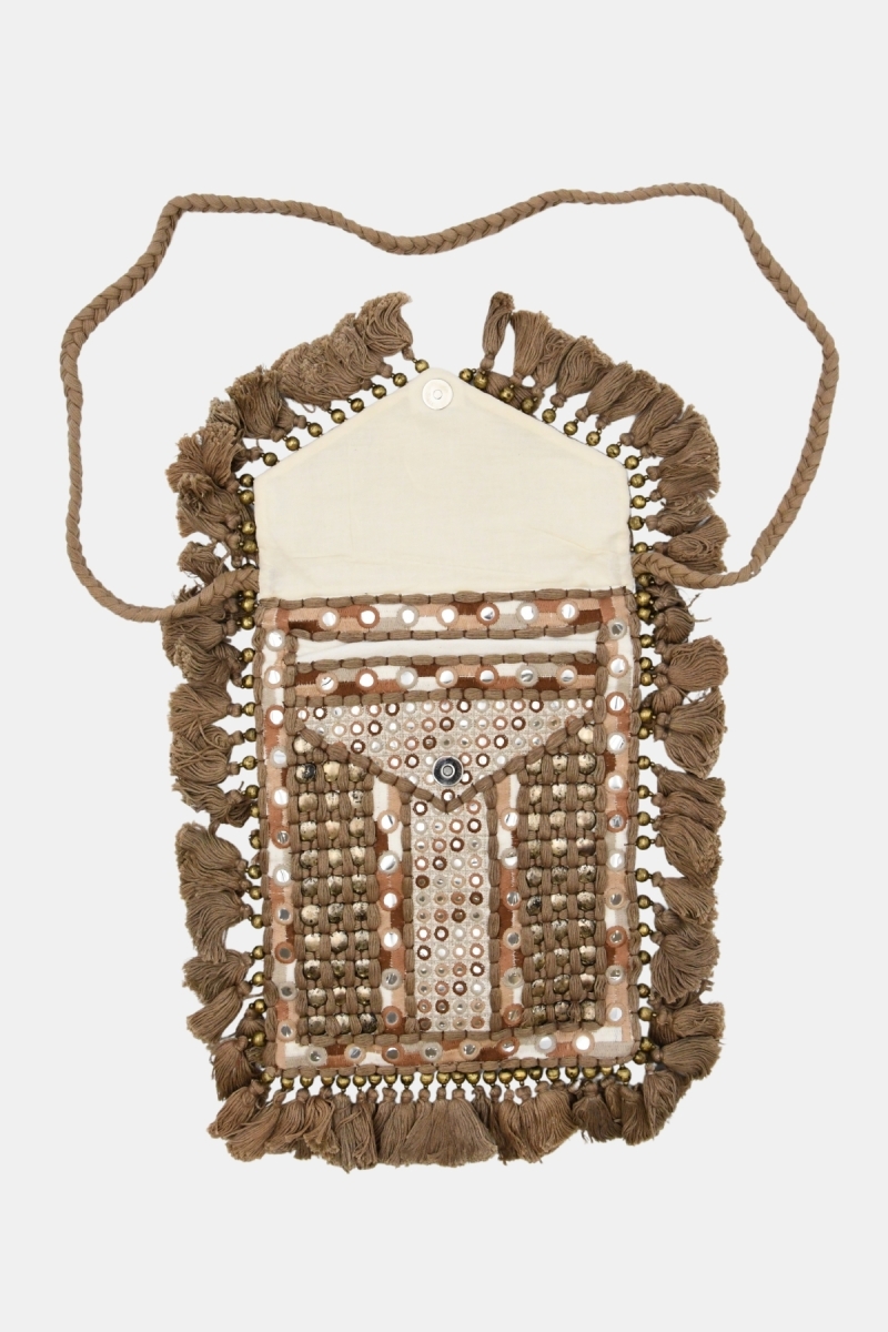 Bolso TASSELS - beige - negro - Miss June Paris - 2