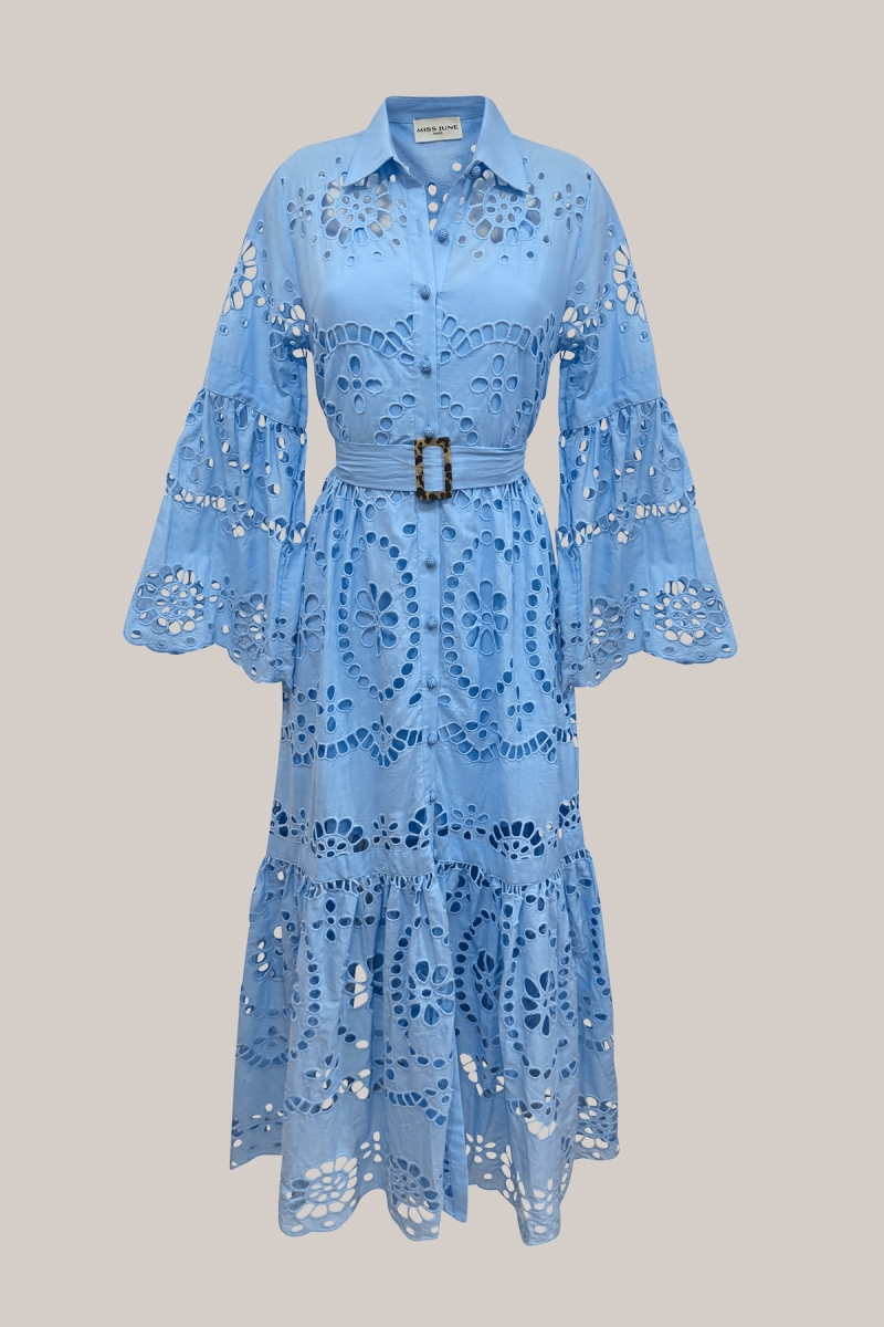 Long Dress Ruby - English Embroidery - 100% Cotton - Miss June Paris - 12