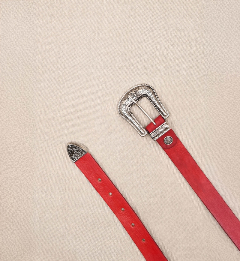 Cinto de Couro Riley Vermelho - Miss June Paris - 2