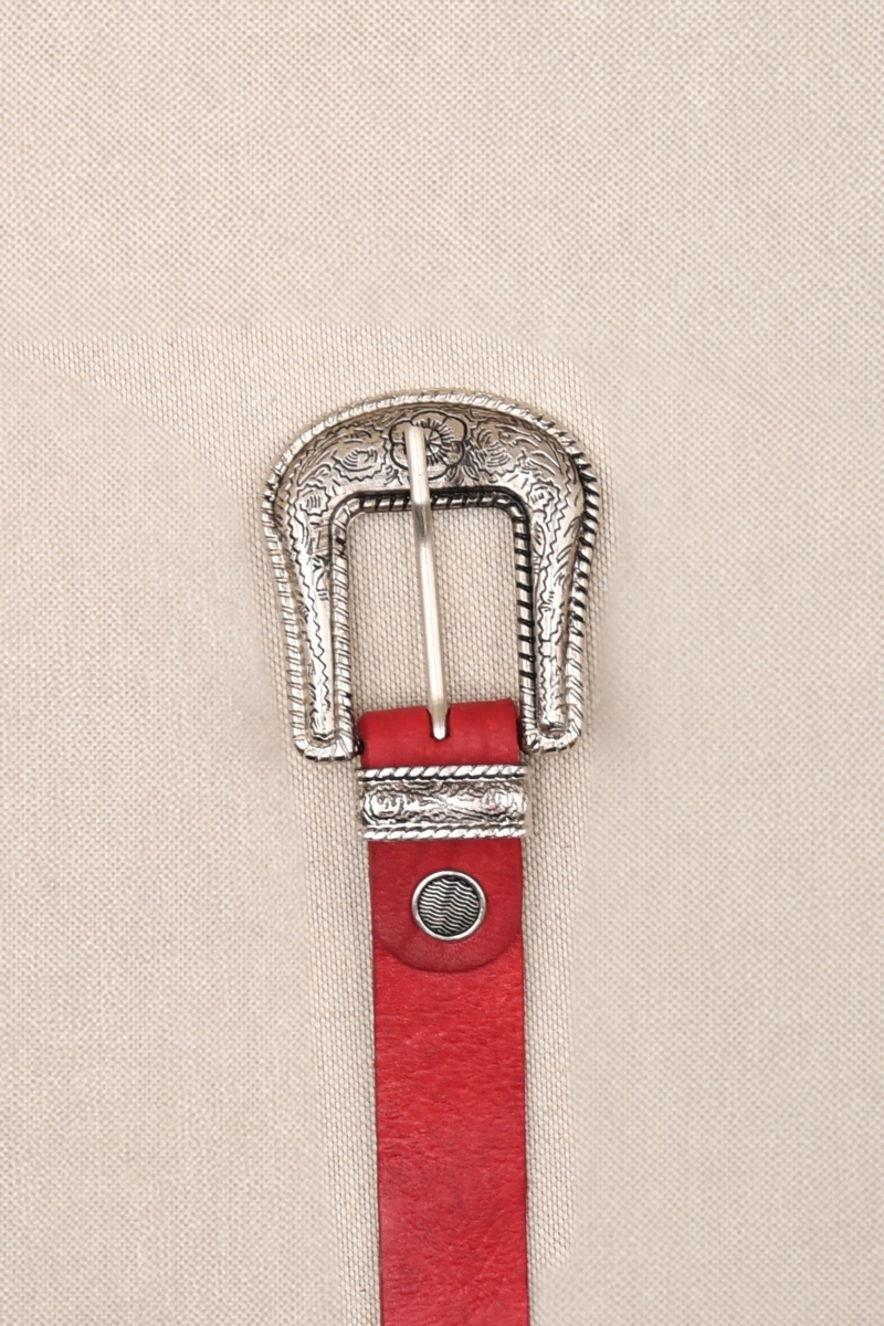 Riley Red Leather Belt - Miss June Paris - 1