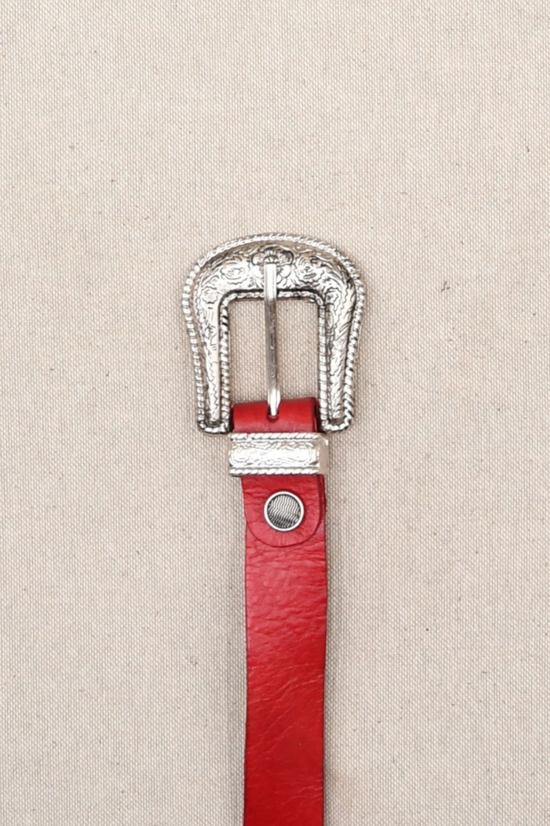 Montana Red Leather Belt - Miss June Paris - 1