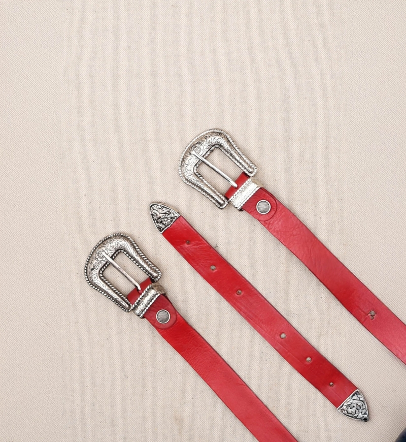 Montana Red Leather Belt - Miss June Paris - 2