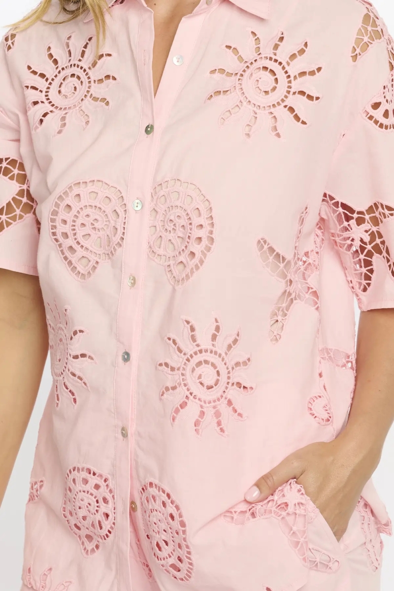 Camisa Kyle Camisa de manga curta - 100% algodão com bordado de renda - Miss June Paris - 5