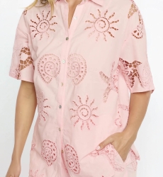Camisa Kyle Camisa de manga curta - 100% algodão com bordado de renda - Miss June Paris - 5