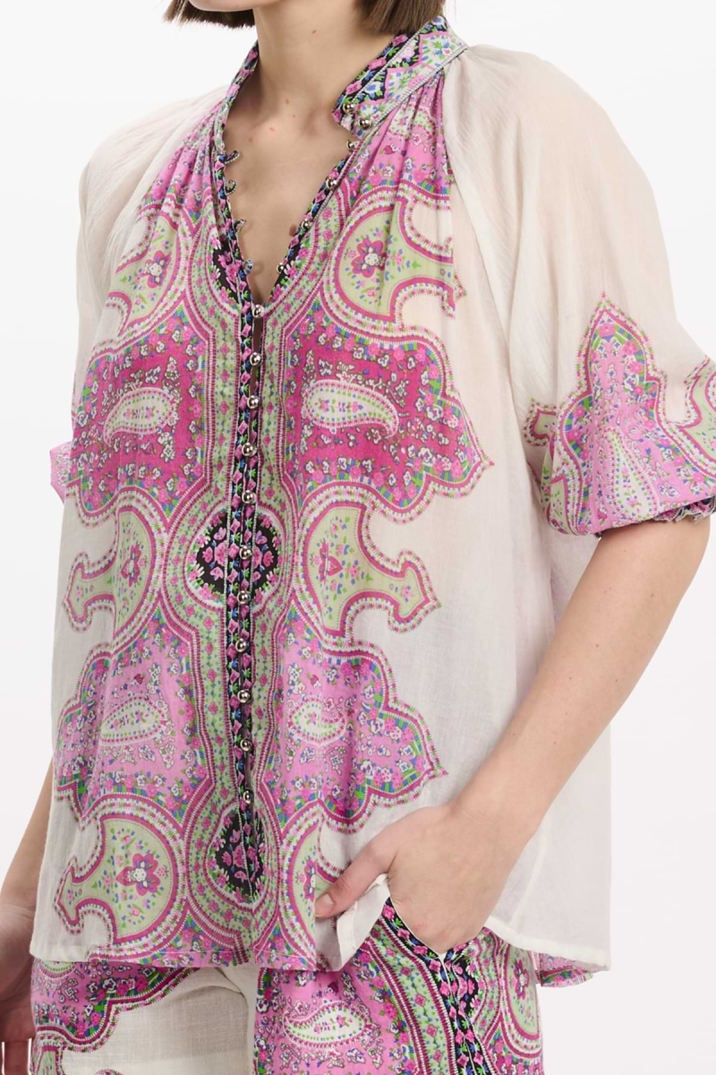 Camisa Dulce, mangas 3/4, voile 100% algodão estampado - Miss June Paris - 4