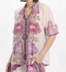Camisa Dulce, mangas 3/4, voile 100% algodão estampado - Miss June Paris - 4
