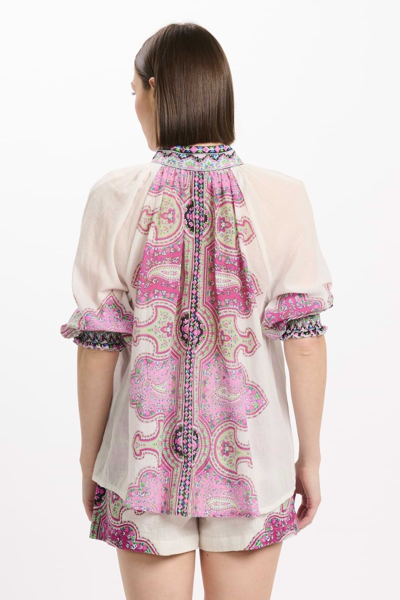Camisa Dulce, mangas 3/4, voile 100% algodão estampado - Miss June Paris - 3