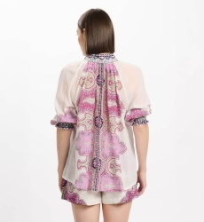 Camisa Dulce, mangas 3/4, voile 100% algodão estampado - Miss June Paris - 3