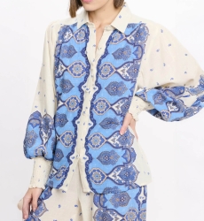 Camisa Viki – Camisa de mangas compridas, em algodão slub estampado, 100% algodão – Miss June Paris - 5