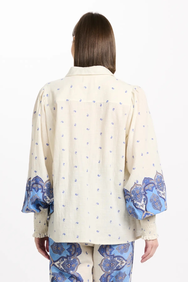 Camisa Viki – Camisa de mangas compridas, em algodão slub estampado, 100% algodão – Miss June Paris - 6